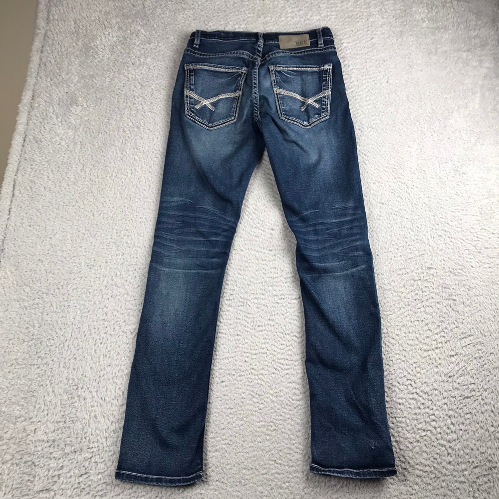 BKE Alec Jeans Men 29L (28x30) Blue Straight Leg Dark Wash Distressed Denim - Picture 4 of 15